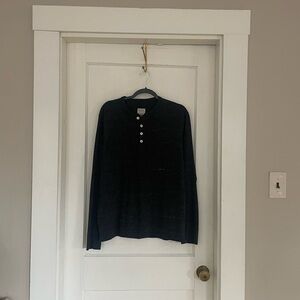 Merona Black Long-Sleeve Henley Crewneck Sweater